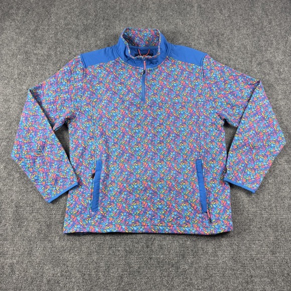 chubbies Other - Chubbies Sweatshirt Mens Large Blue Tee Spade Quilted 1/4 Zip Floral Tropical